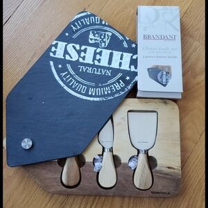 Cheese Knife Set with Slate Board NWT